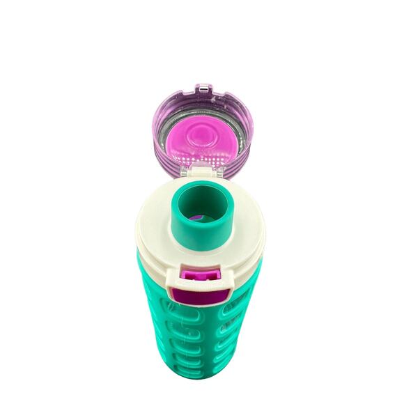 Ello Green & Purple Plastic BPA Free Water Bottle 15 oz with Strap - Picture 5 of 5